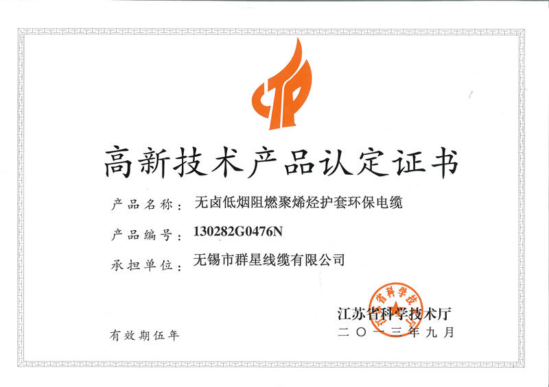 Certificate of High-tech Products